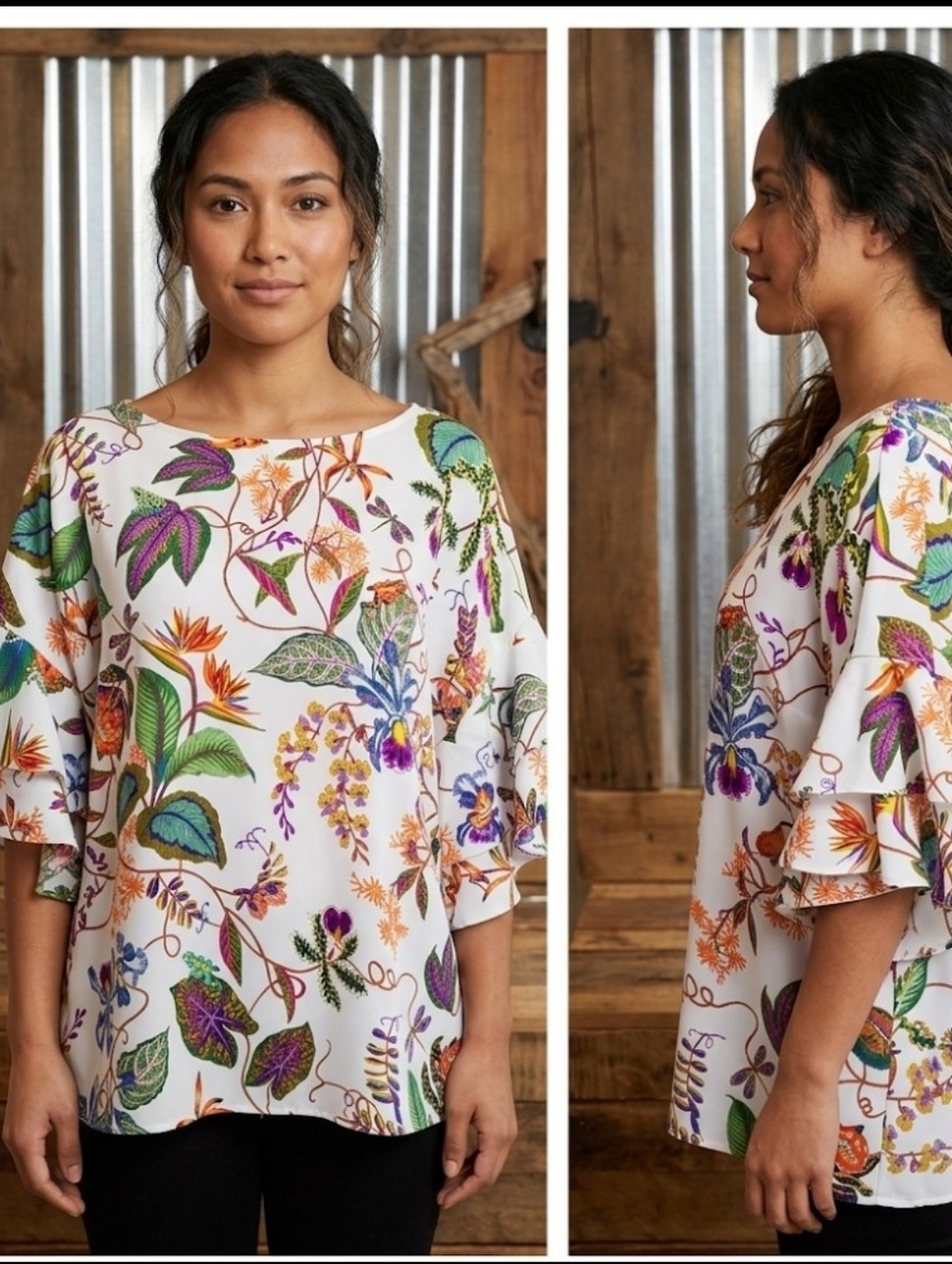 H&M botanical knit sz 12 ruffle sleeves
